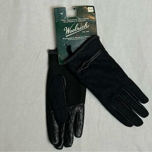 WOOLRICH Century Wool/Leather Black Winter Gloves Women’s Size S/M NWT